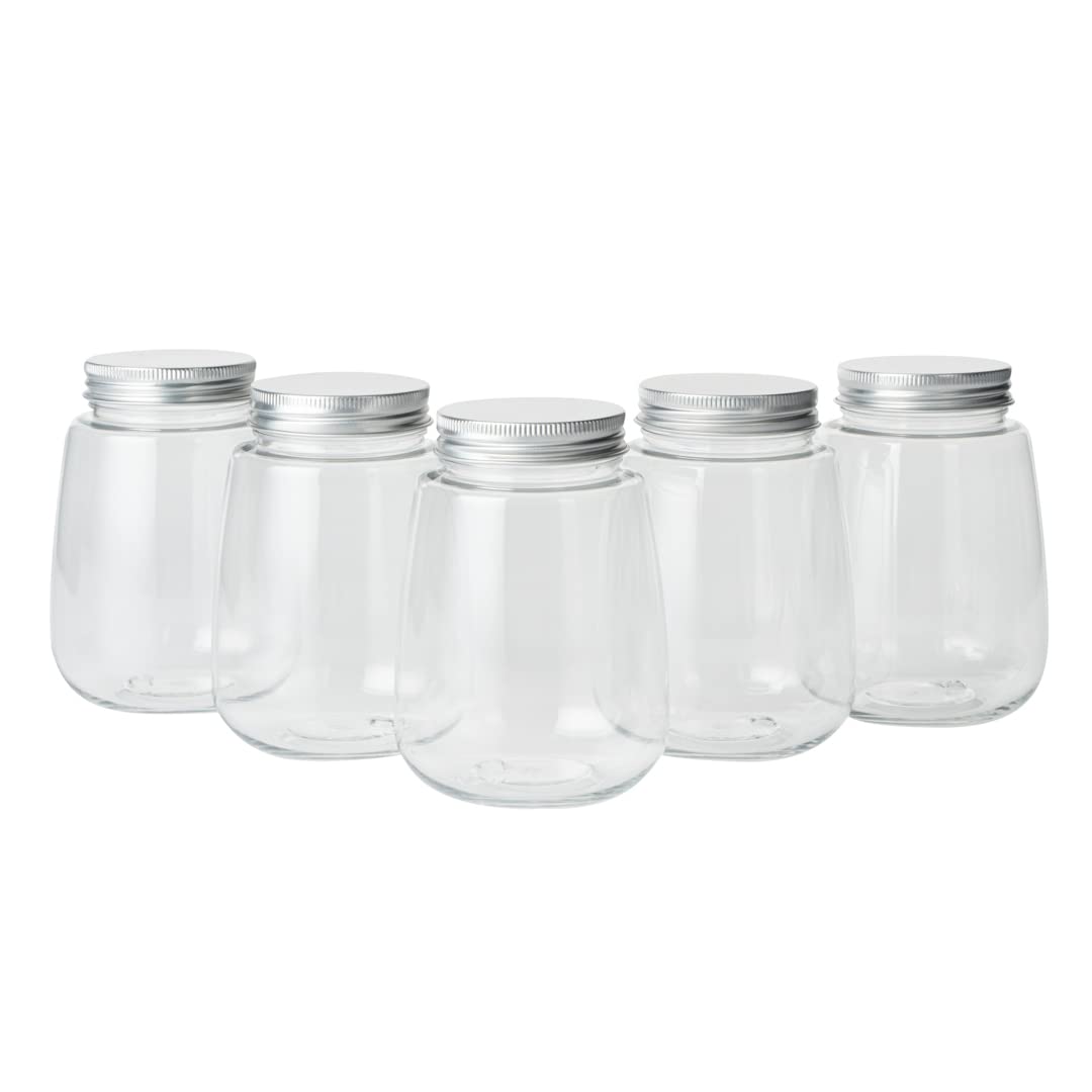 Restaurantware Bottle Tek 12oz Clear Plastic Juice Bottles (100-Pack) with Aluminum Lids - Disposable Empty Containers for Juicing, Tea, Smoothies & Cocktails | Perfect for Restaurants, Cafes & Home Use