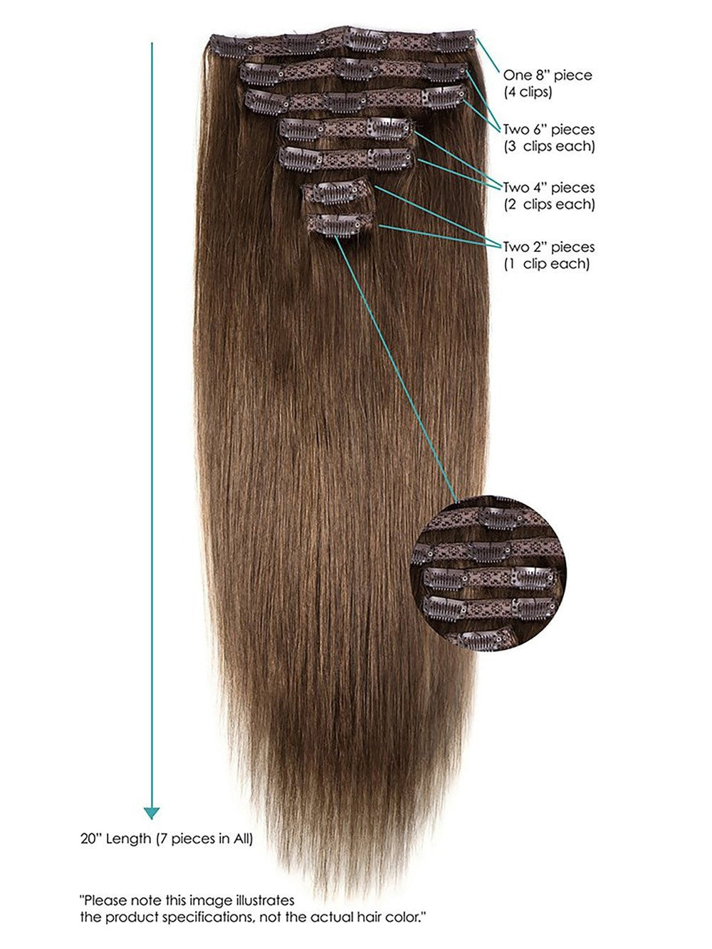 20 Clip-In Remy Human Hair Extensions (7-Piece Set) - Natural Look for Length & Volume | Perfect for Parties, Weddings & Everyday Styling