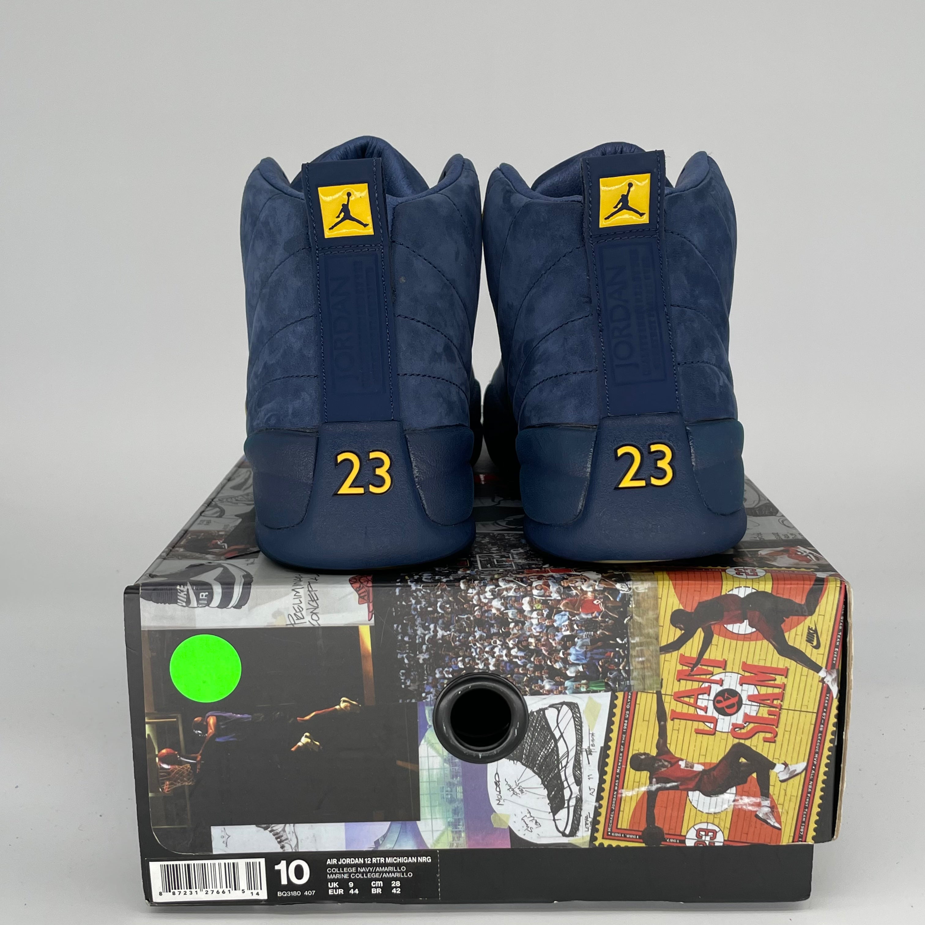 AIR JORDAN 12 Michigan Basketball Shoes - Men's Size 10 (BQ3180-407) - Retro Sneakers for Basketball, Streetwear & Casual Fashion