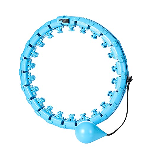 Bsobso Weighted Fitness Hoop for Adults - Smart Exercise Hula Hoop for Women Weight Loss, 2-in-1 Adjustable Massage Hoop with 24 Detachable Knots - Home Workout Equipment for Core Strength & Waist Toning (Blue) - Perfect for Indoor Fitness & Belly Fat Burning