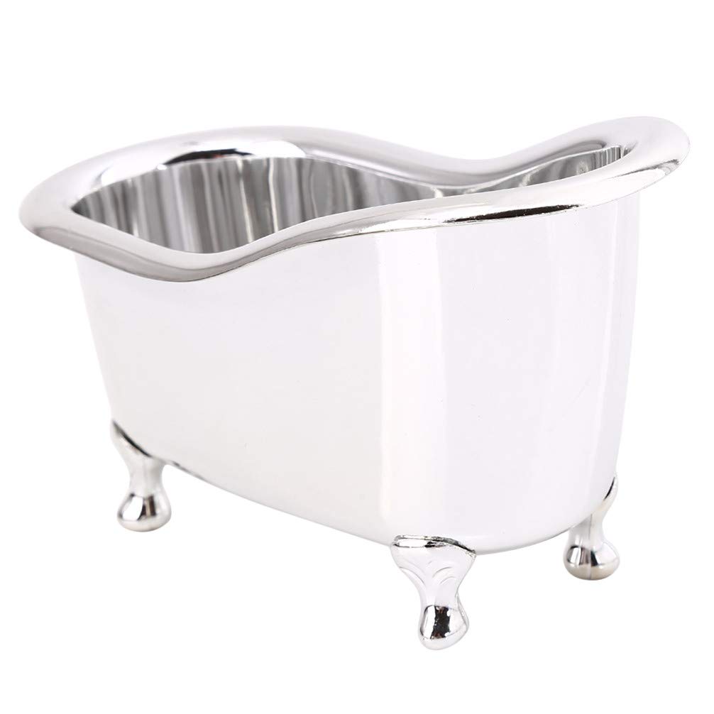 Mini Bathtub Organizer - Silver Makeup & Sundries Storage Box for Bathroom Countertop | Perfect for Cosmetics, Jewelry, and Small Bath Accessories Organization