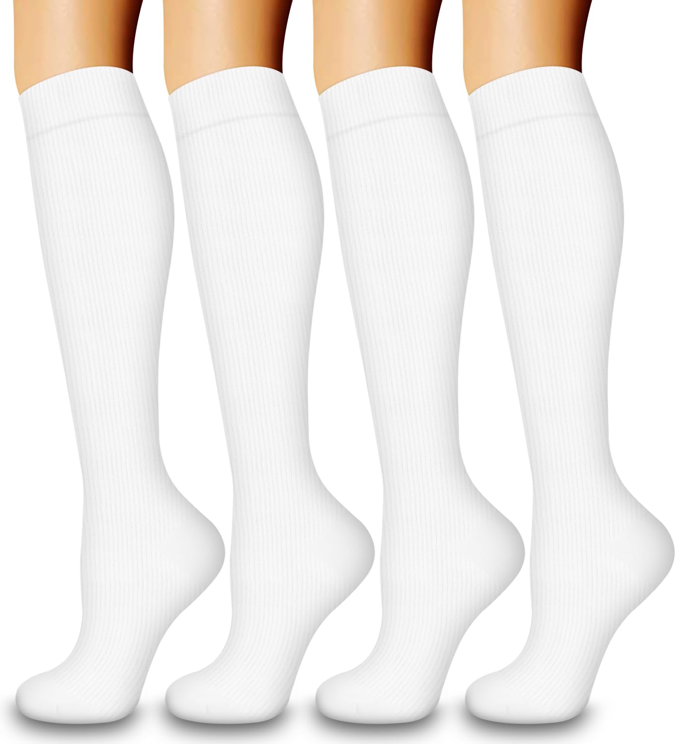 Laite Hebe 4 Pairs Compression Socks for Women & Men - Best Support for Circulation, Nurses, Running, Athletic Performance - Perfect for Workouts, Travel & Long Shifts