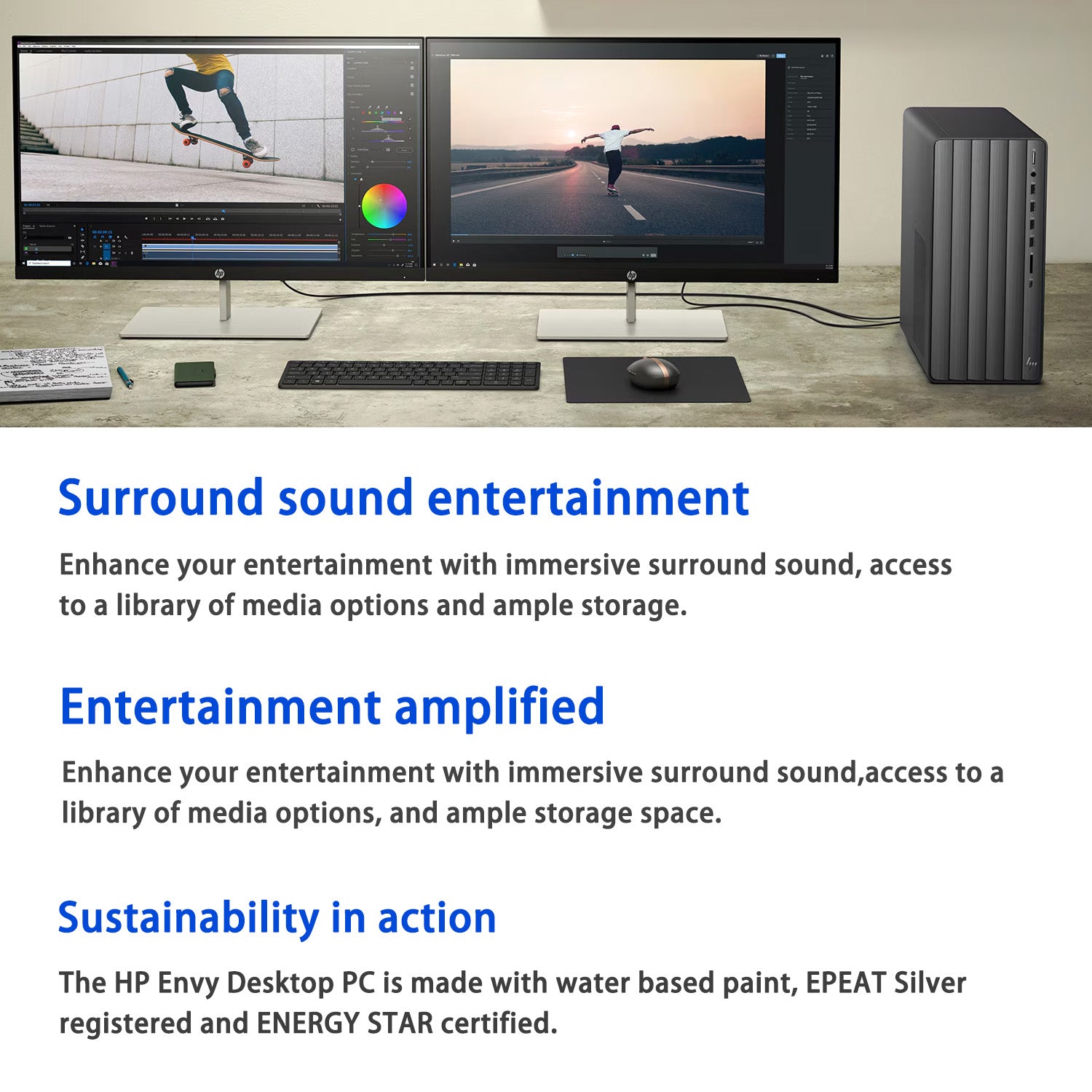 HP Envy Tower Desktop - Intel Core i7, 8GB RAM, NVIDIA GeForce RTX 3050, 512GB SSD, Windows 11 Home (Black) | Powerful Gaming & Workstation PC for Home Office, Streaming & Content Creation