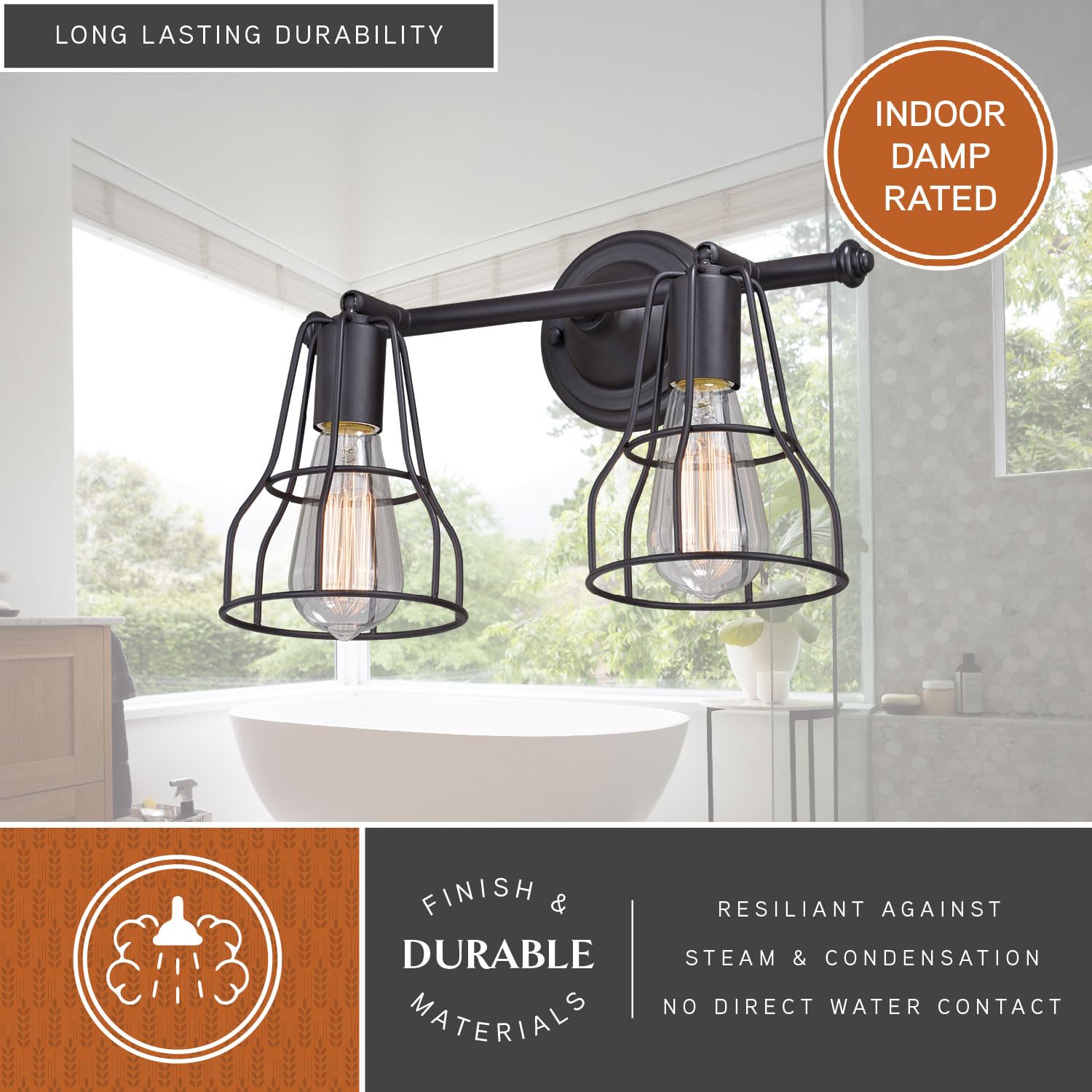 Clybourn 2-Light Bronze Adjustable Wire Cage Bathroom Vanity Light Fixture - Perfect for Modern Farmhouse, Industrial Style Bathrooms & Powder Rooms
