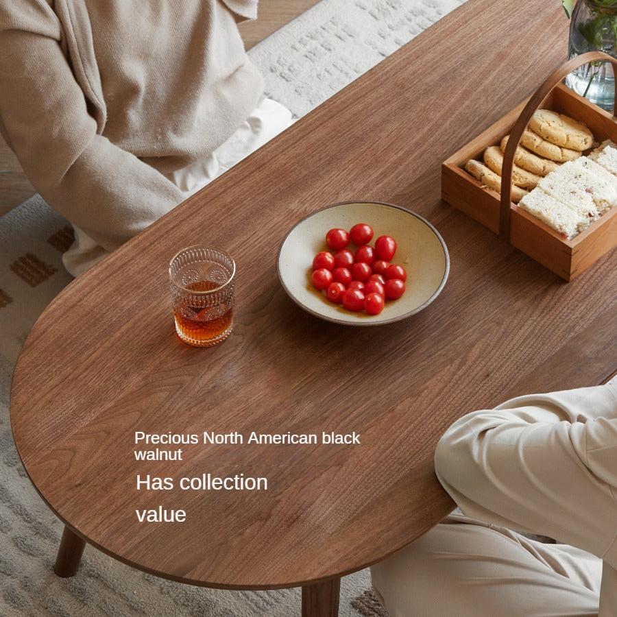 Premium Black Walnut Solid Wood Coffee Table - Modern Living Room Furniture for Capsule Apartments & Small Spaces - Perfect for Coffee, Reading & Relaxing