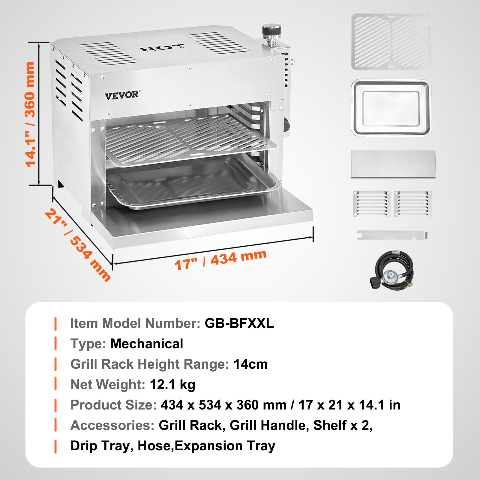 VEVOR 1500°F Portable Propane Steak Grill - 6-Tier Adjustable Stainless Steel Infrared BBQ Cooker for Perfect Steaks, Burgers & Toast | Outdoor Cooking, Backyard Parties & Camping Trips