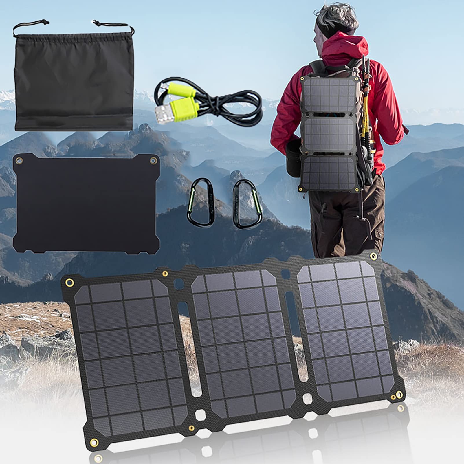 21W Foldable Portable Solar Panel with 2 USB Ports - 5V Solar Charger for Power Stations, Outdoor Camping, RV Travel & Emergency Power Backup | Compact Solar Generator for Phones, Tablets & Small Devices