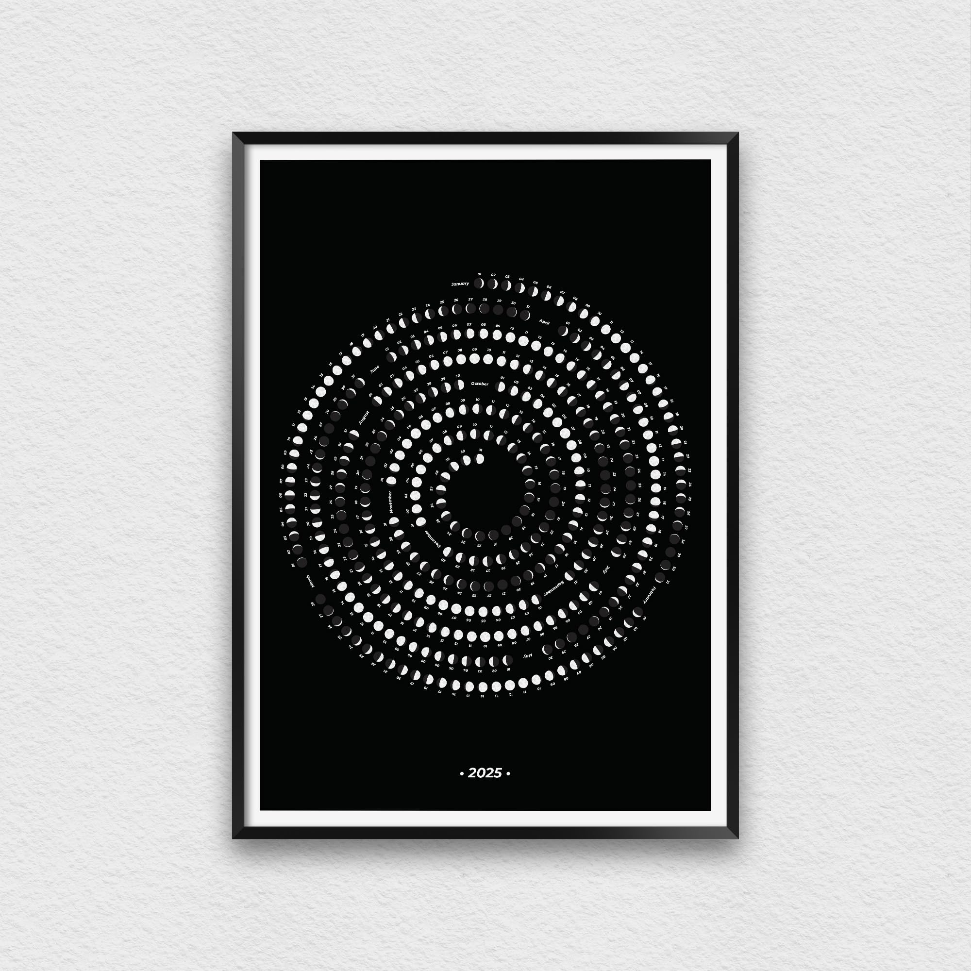 2025 Moon Phase Calendar - Unframed Single Page Lunar Wall Art for Home & Office Decor | Perfect for Hallway, Living Room, Bedroom & Gift Giving