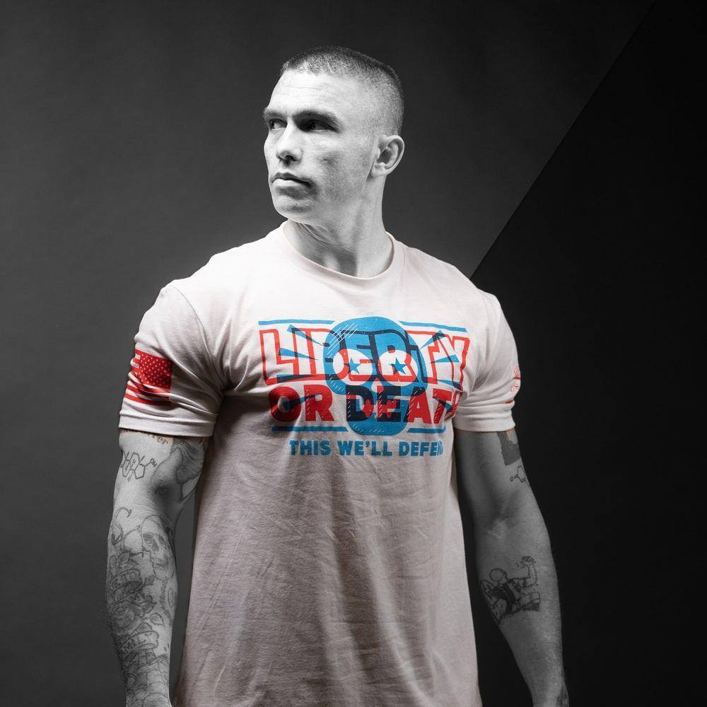 Liberty Or Death T-Shirt - White Cotton Unisex Tee for Patriotic & Casual Wear | Perfect for 4th of July, Veterans Day & Everyday Outfits