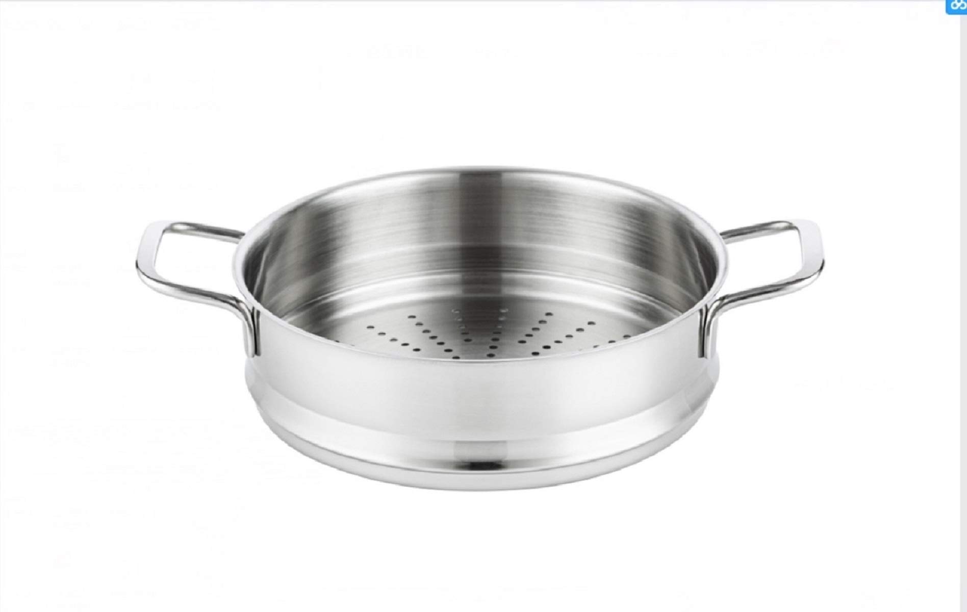 6.4 QT Stainless Steel #304 Stock Pot with Steamer Insert - Professional Cooking Pot for Soups, Stews & Vegetables - Perfect for Home Kitchens & Restaurants