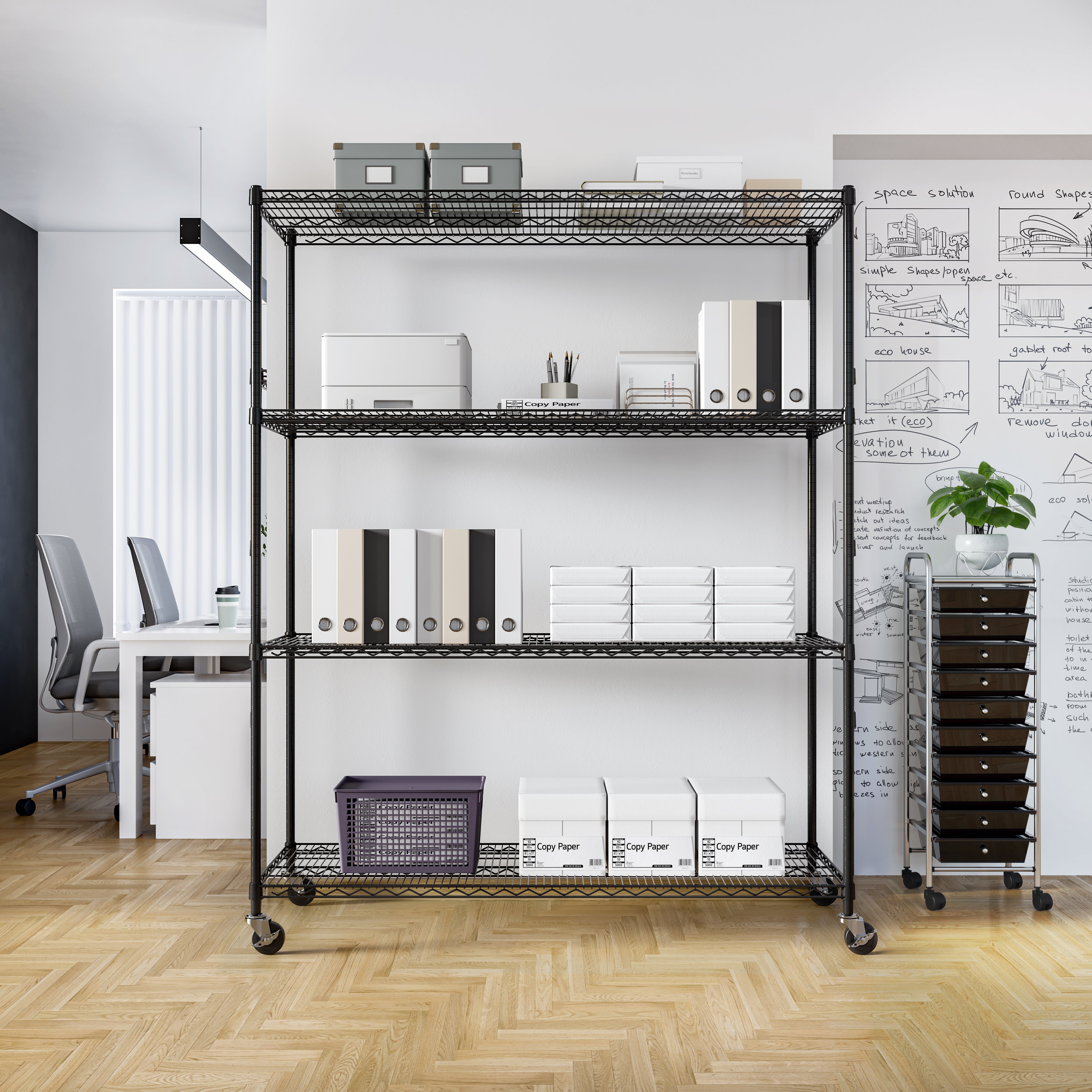 UltraDurable® 4-Tier NSF Certified Steel Shelving Unit - Heavy Duty Black Metal Storage Rack for Garage, Warehouse, Kitchen & Pantry Organization