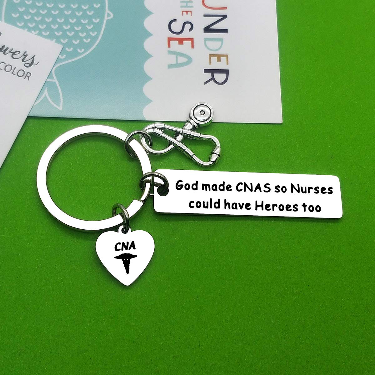 CNA Gift Keychain for Certified Nursing Assistant - Inspirational Graduation Gift for Nursing School Students & Nurses - Stethoscope Medical Keychain with 'God Made CNAs' Quote - Perfect for Appreciation, Graduation & Daily Use