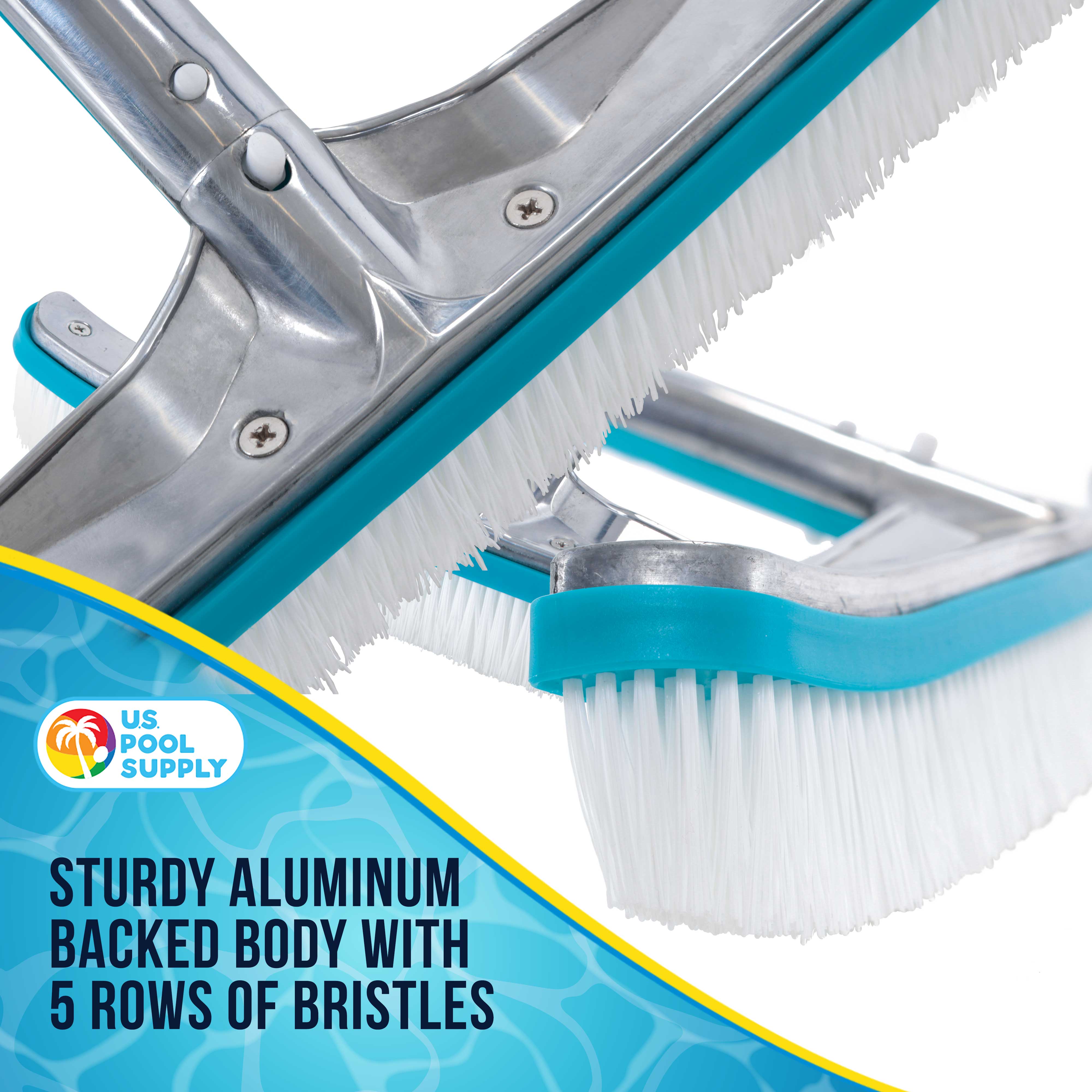 Professional 18-Inch Aluminum Wall & Floor Pool Brush with Heavy-Duty Nylon Bristles | EZ Clip Handle & Reinforced Curved Ends | Durable Cleaning Tool for In-Ground & Above Ground Pools | Ideal for Weekly Pool Maintenance & Tile Scrubbing