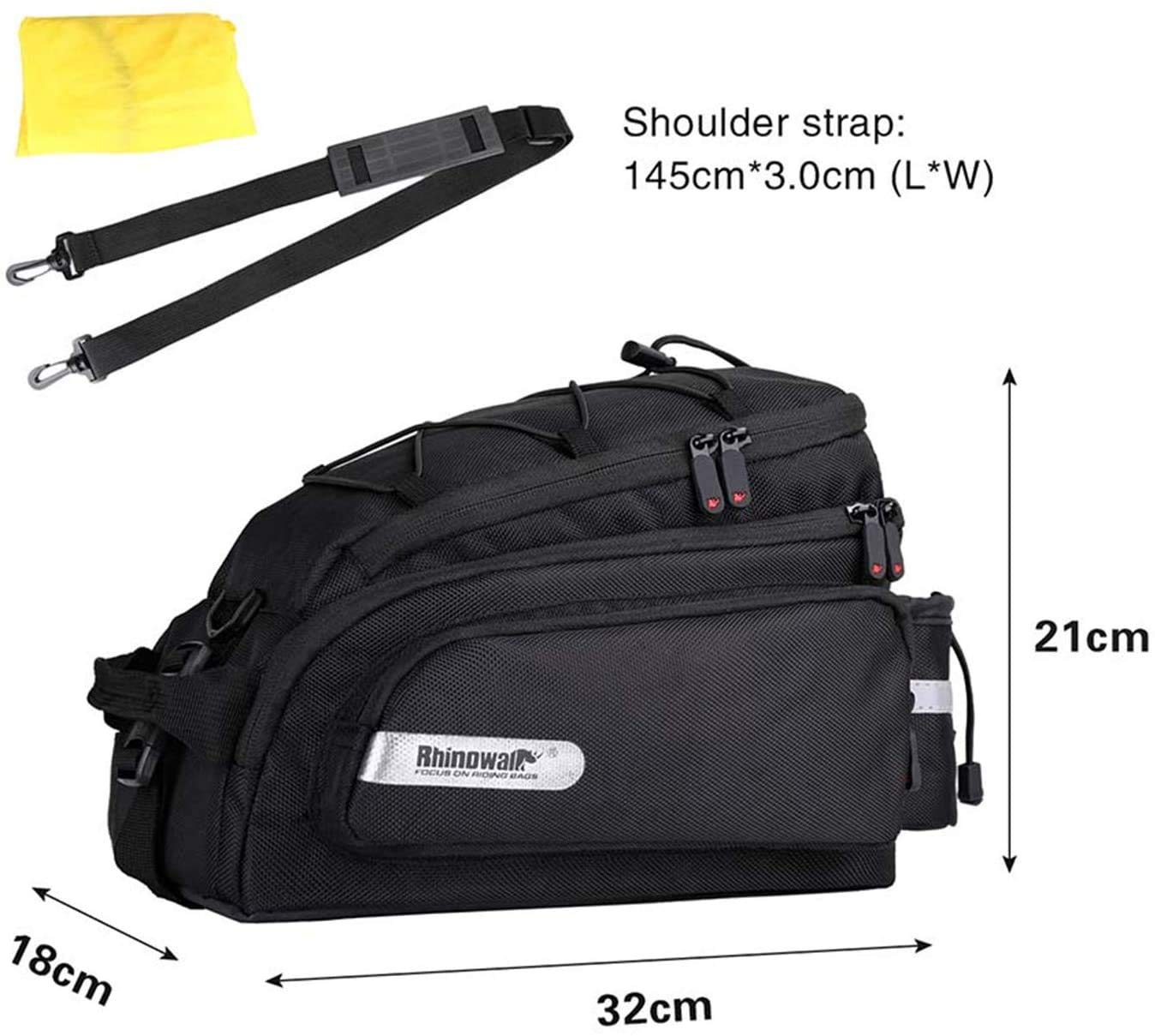 Waterproof 12L Bike Trunk Bag - Rear Seat Pannier for Bicycle Cargo Rack, Commuter Shoulder Bag & Laptop Carrier | Perfect for Cycling, Work Commute & Outdoor Adventures