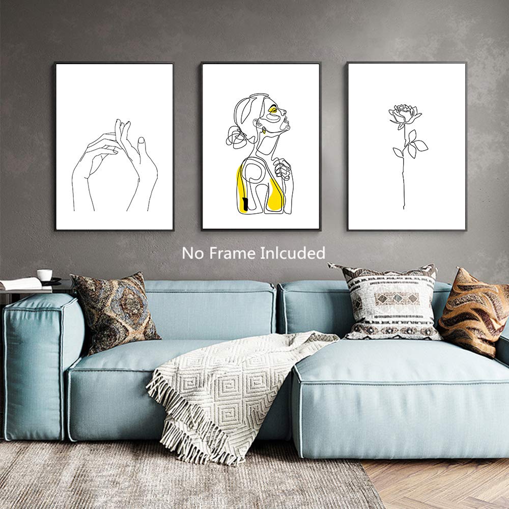 Abstract Women Line Drawing Body Painting - Nordic Modern Canvas Wall Art Prints - Set of 6 Unframed 8x10 Inches - Minimalist Simple Fashion Woman Art for Living Room, Bedroom & Office Decor