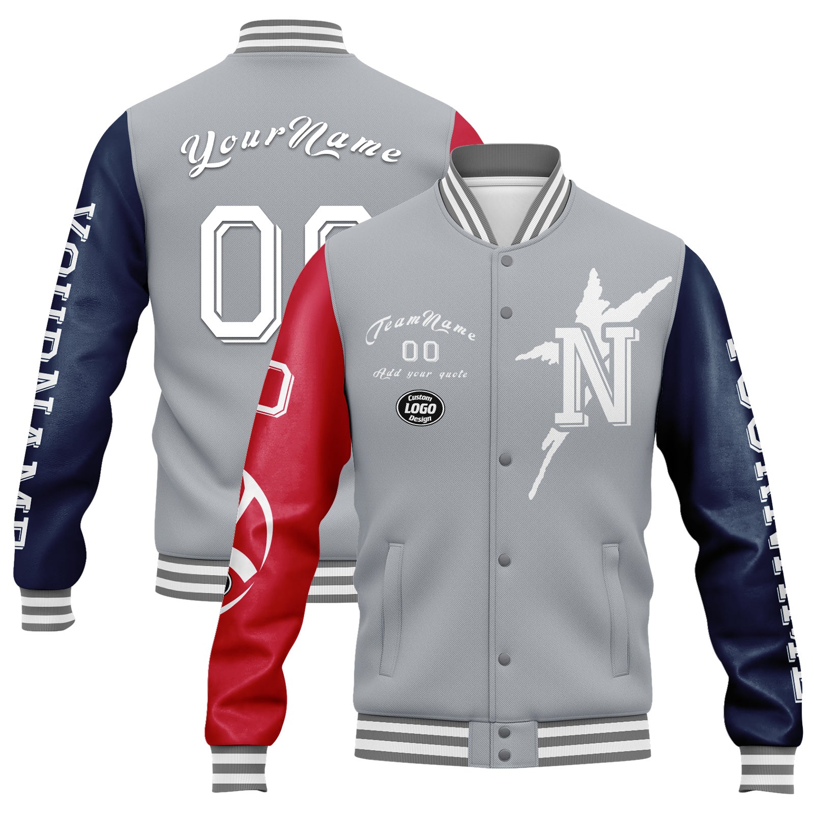 Custom Gray Red Blue New England Jacket & Sports Shoes Combo – Personalized Matching Outfit for Men | Gym, Running, Casual Wear | D020294-26