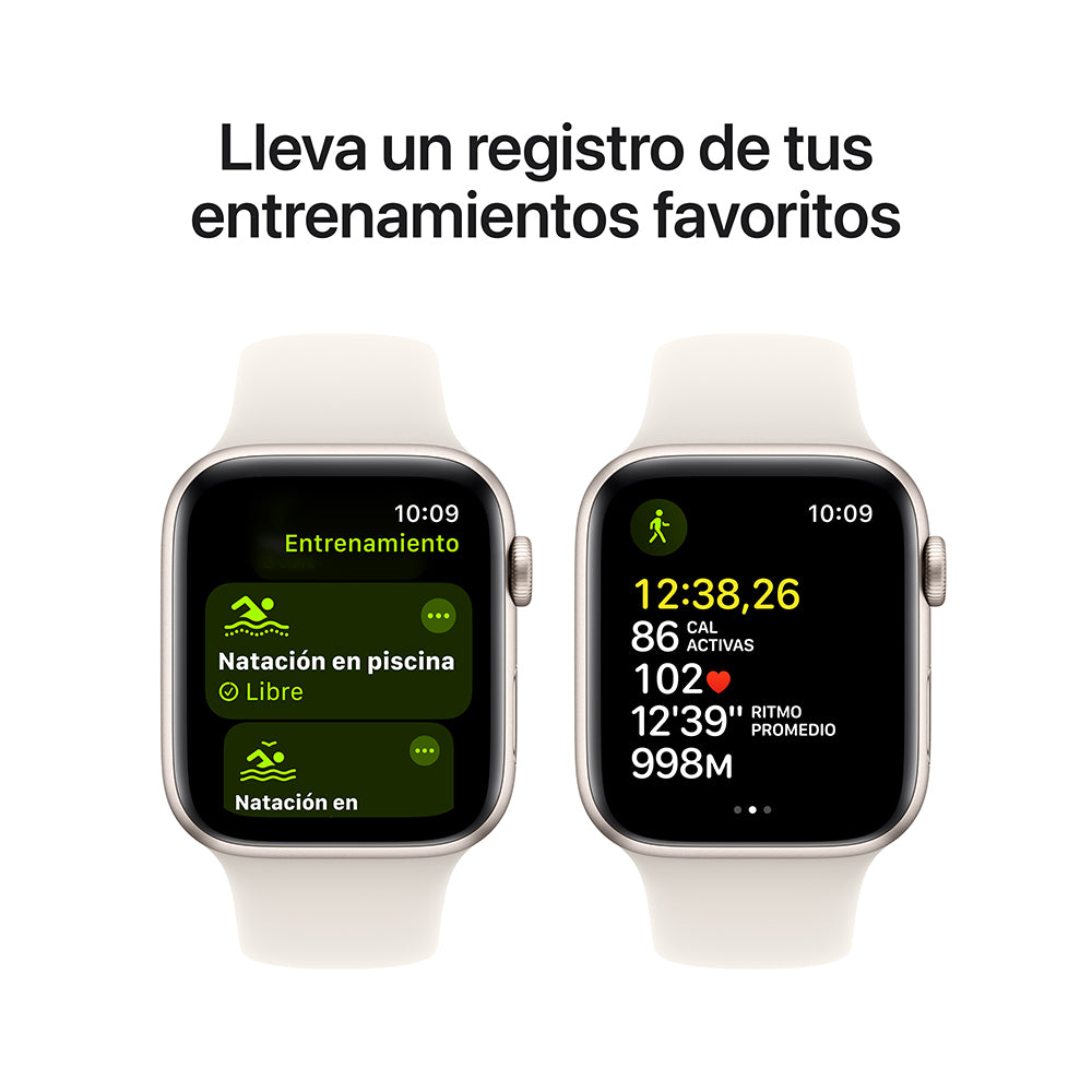 Apple Watch SE GPS 44mm - Starlight Aluminum Case with White Sport Band S/M - Perfect for Fitness Tracking & Everyday Wear