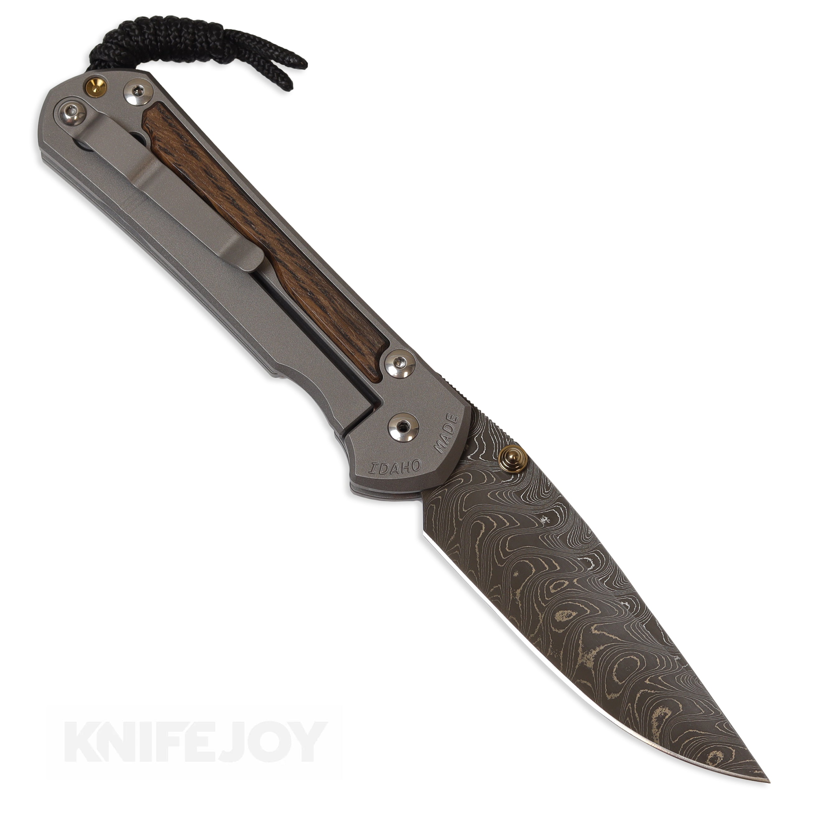 Chris Reeve Knives Large Sebenza 31 - Boomerang Damascus Drop Point Blade with Double Gold Lugs & Bog Oak Inlay Matte Handles | Premium EDC Folding Knife for Outdoor, Camping, and Everyday Carry