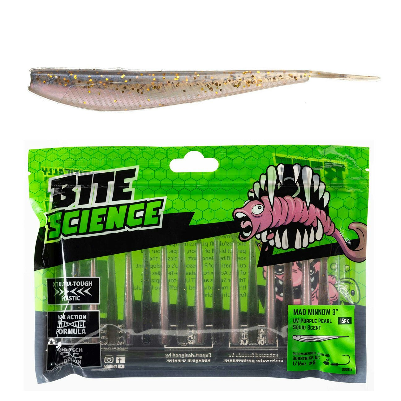 Bite Science Mad Minnow Fishing Lures - Top Bass & Trout Bait for Freshwater & Saltwater Fishing - Perfect for Casting, Trolling & Ice Fishing