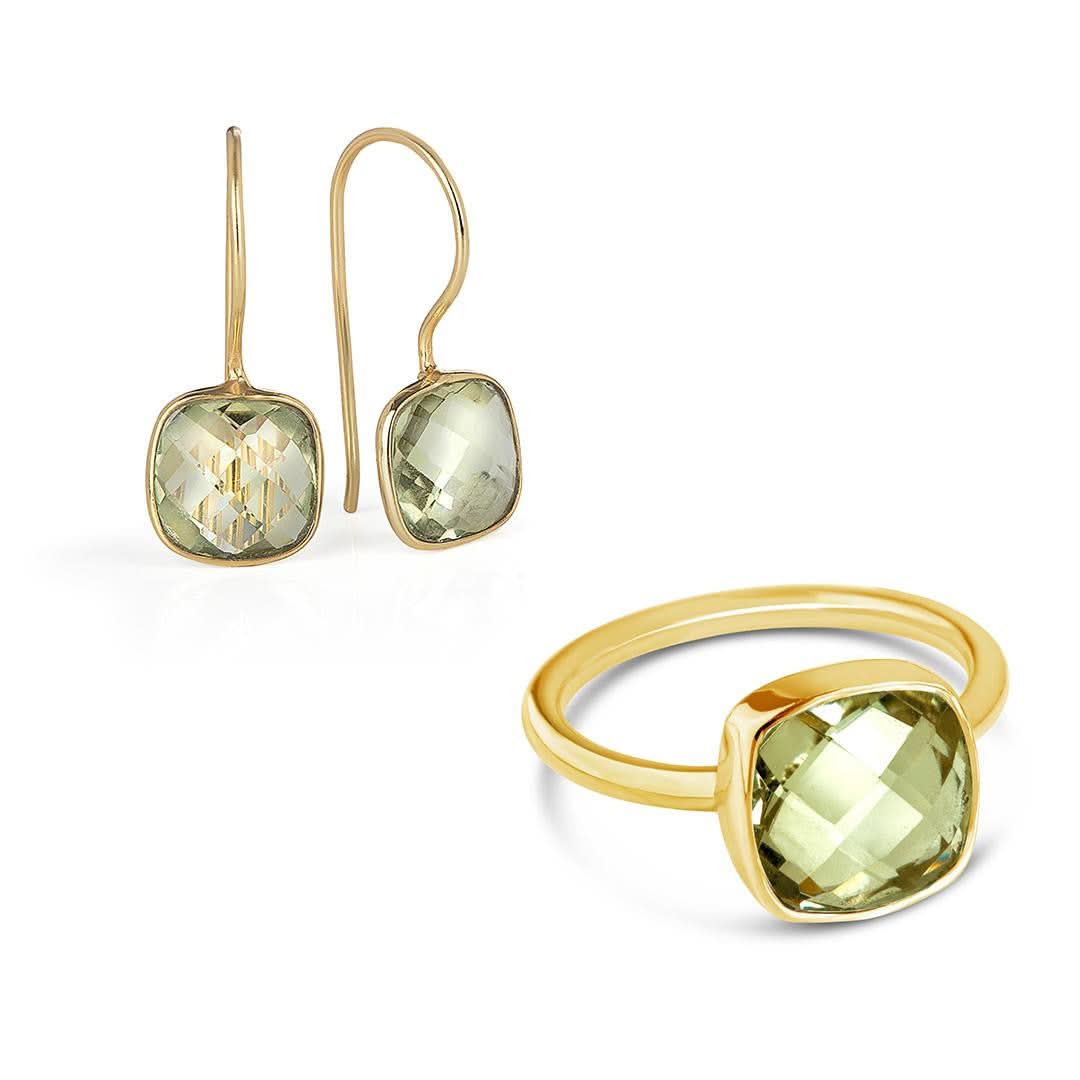 Green Amethyst Cocktail Ring in Gold - Elegant Statement Jewelry for Evening Parties & Special Occasions