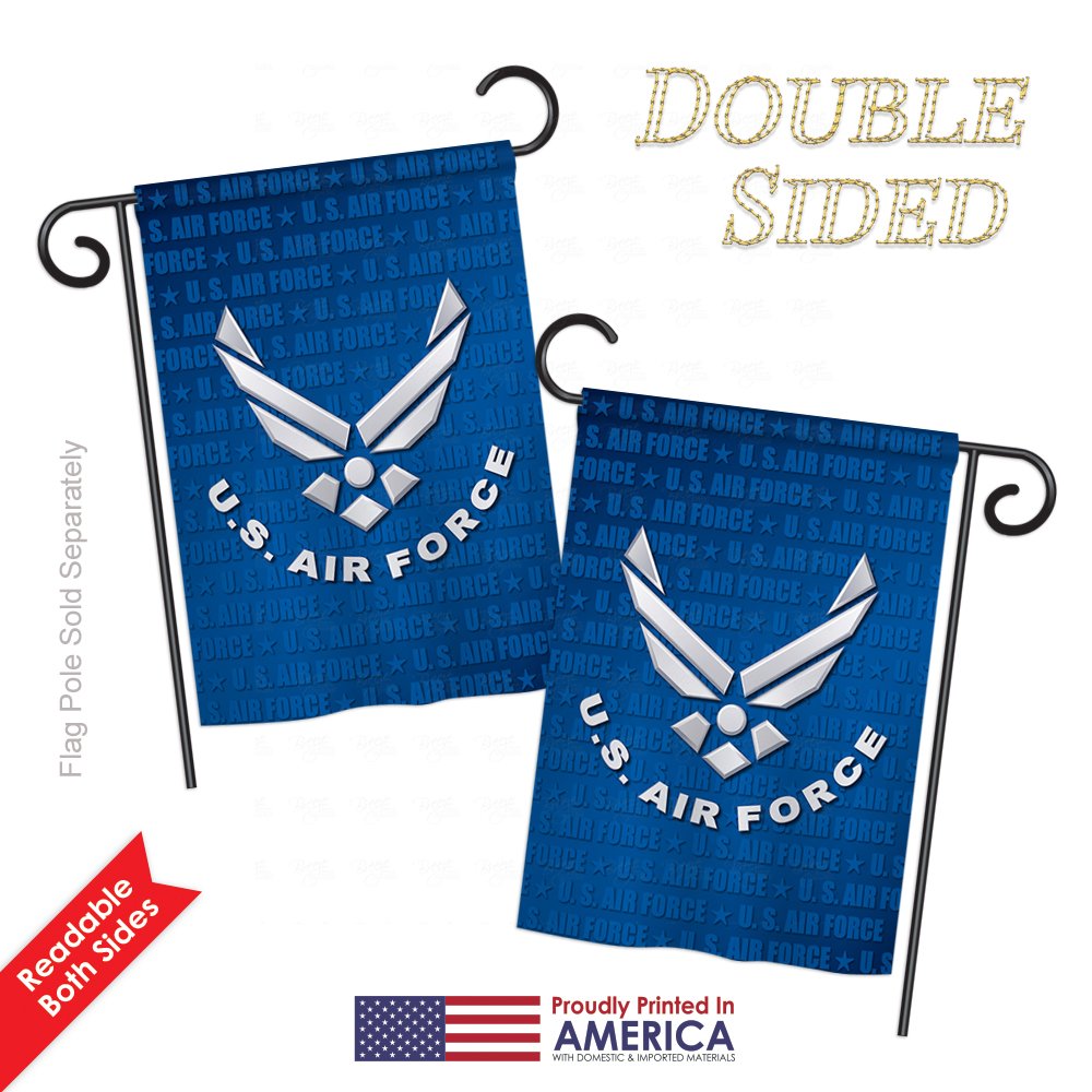US Air Force Garden Flags Kit - Double-Sided 28x40 Inch Military Yard Banner - Armed Forces USAF Veteran Retiree Decorative Gift - Made in USA - Perfect for Patriotic Home Decor & Military Appreciation Events