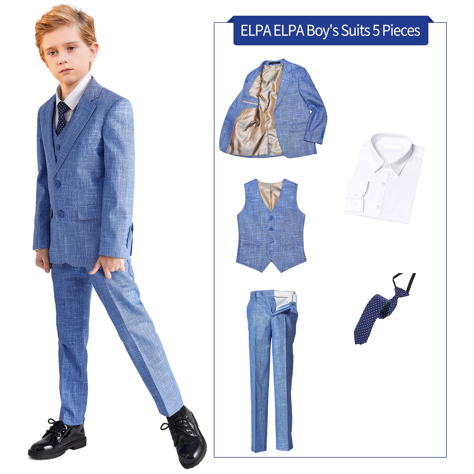 ELPA Boys Linen Suits for Summer - Breathable & Comfortable Kids Formal Wear - Perfect for Weddings, Parties & Special Occasions