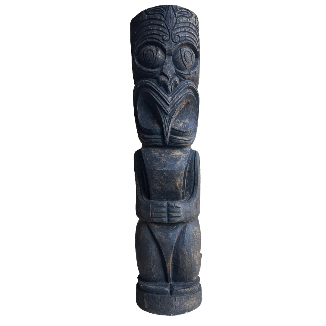 Hand Carved 40 Inch Tiki Statue #2 - Authentic Polynesian Wooden Tiki Mask for Home Decor, Bar, or Garden - Perfect for Tropical Themed Parties and Luau Events (Pick Up Only)