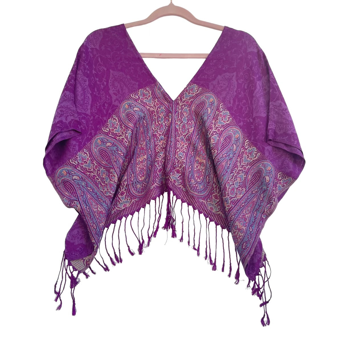 V PASH CROP TOP - Purple Paisley Print Women's Fashion T-Shirt | Trendy Summer Casual Wear for Beach, Music Festivals & Street Style