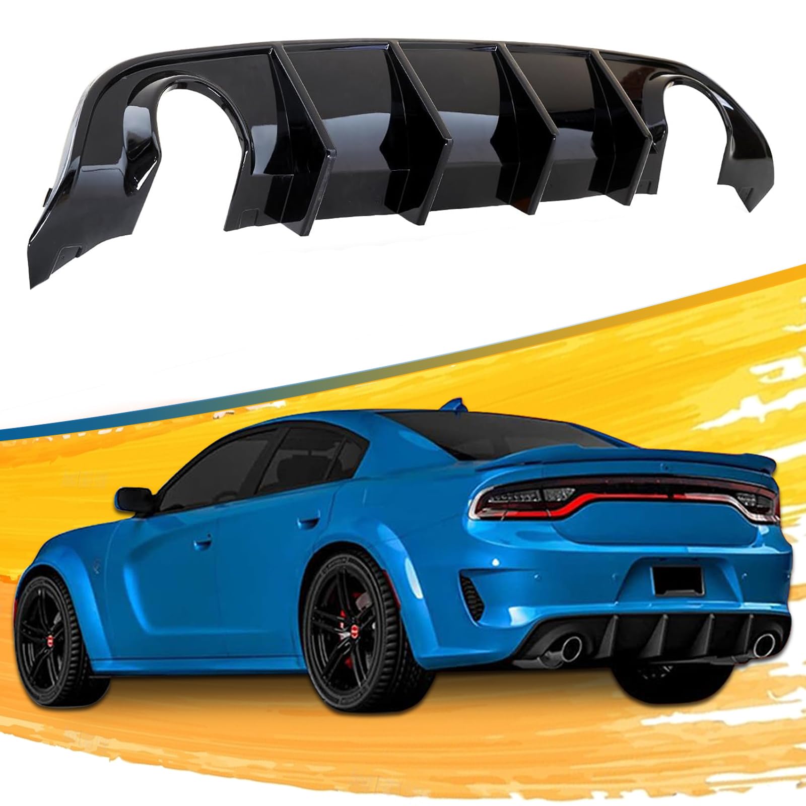 2015-2023 Dodge Charger SRT Rear Diffuser Valance Lip - Non Widebody Model | Carbon Fiber Bumper Upgrade | Perfect for Street Racing & Car Shows