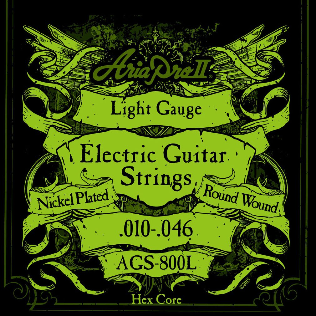 Aria 2 A1410 Electric Guitar Strings Set (010-046 Gauge) - Premium Nickel Wound Strings for Rock, Blues & Studio Recording