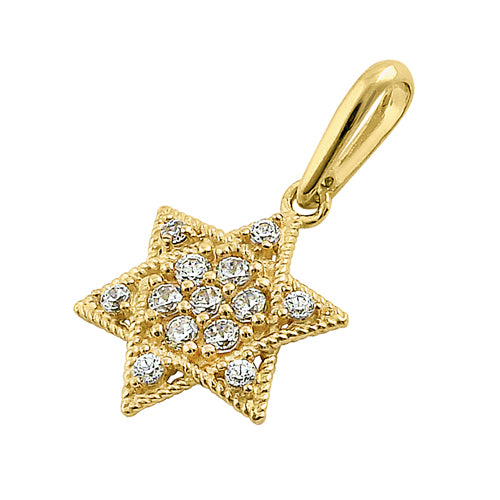 14K Yellow Gold Star of David CZ Pendant Necklace - Genuine Cubic Zirconia Jewelry for Men & Women - Perfect for Hanukkah Gifts, Jewish Holidays & Everyday Wear