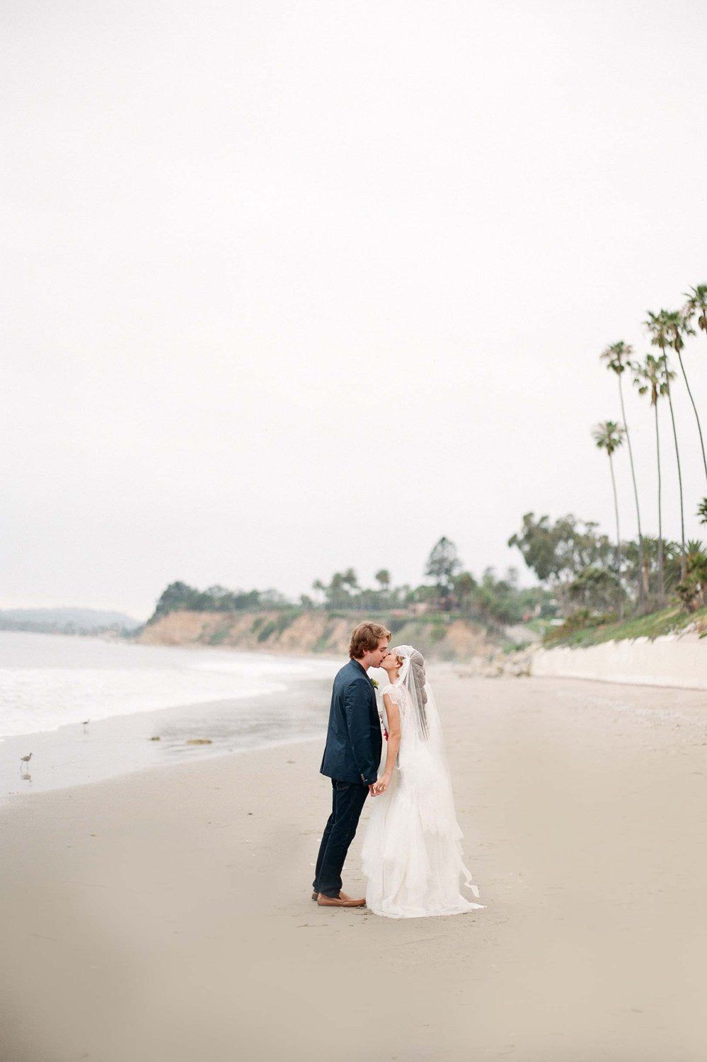 Mar Scalloped French Lace Juliet Veil in Ivory Silk Tulle | Elegant Wedding Veil for Brides | Perfect for Church Ceremonies & Romantic Photos