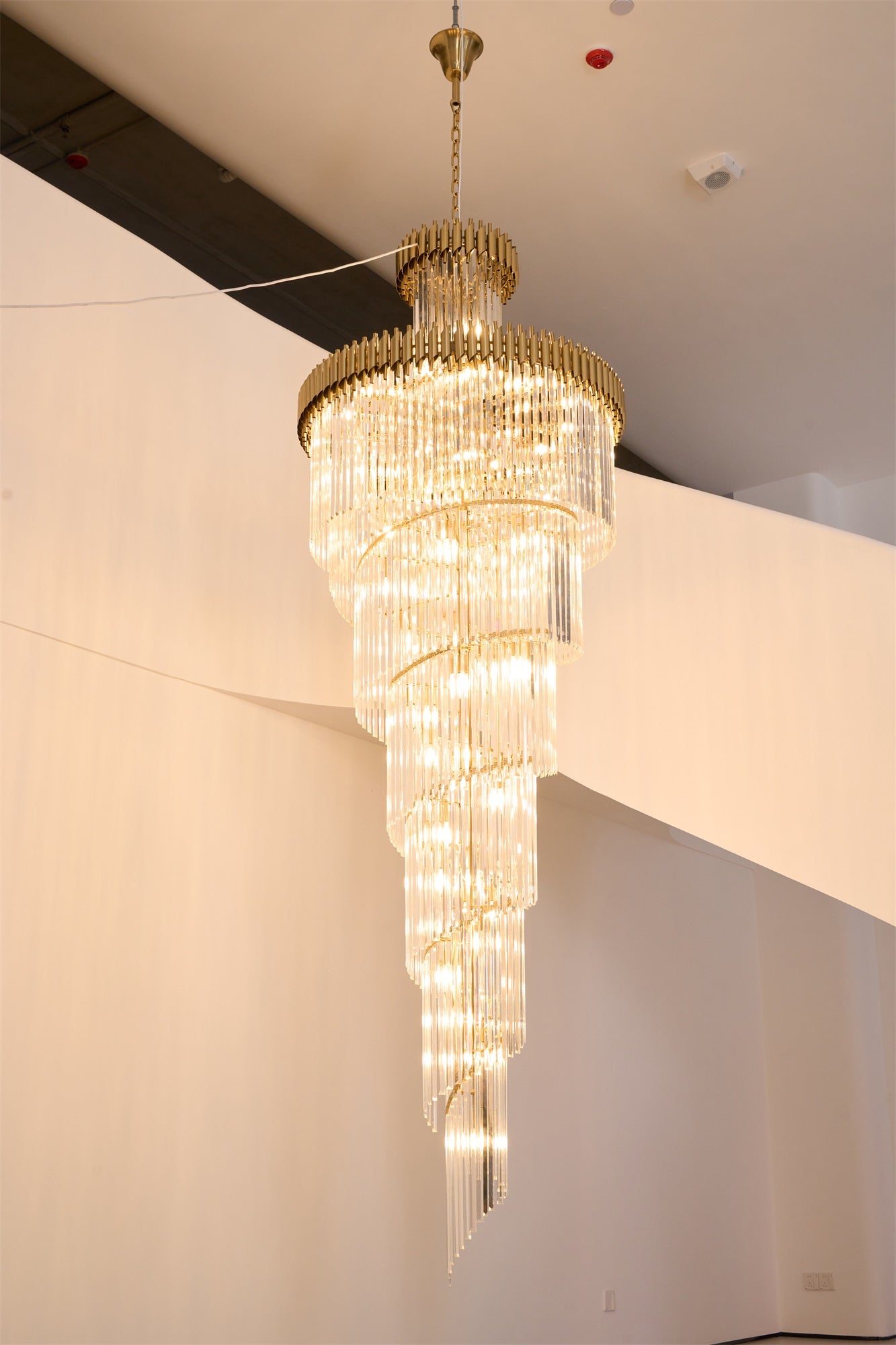 Elegant Crystal Spiral Chandelier - Modern Ceiling Light Fixture for Dining Room, Living Room & Bedroom Decor | Energy-Efficient LED Lighting for Home & Office Spaces