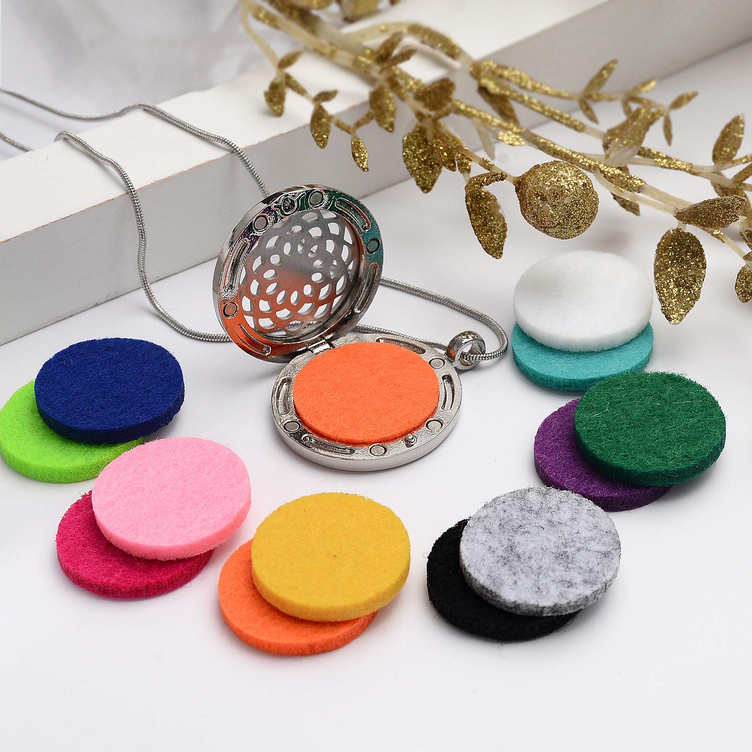 AZNECK Sunflower Essential Oil Diffuser Necklace for Women - Aromatherapy Pendant Locket Jewelry with Inspirational 