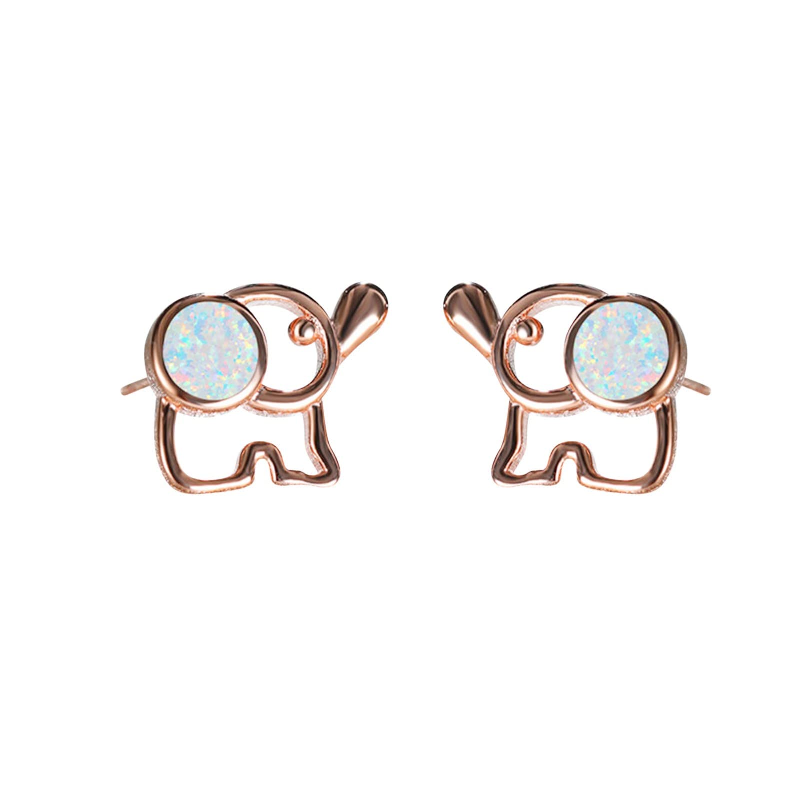 Opal Stud Elephant Earrings for Women - Hypoallergenic Sensitive Earrings, Cute Animal Jewelry Gift for Girls - Perfect for Casual Wear, Parties & Special Occasions
