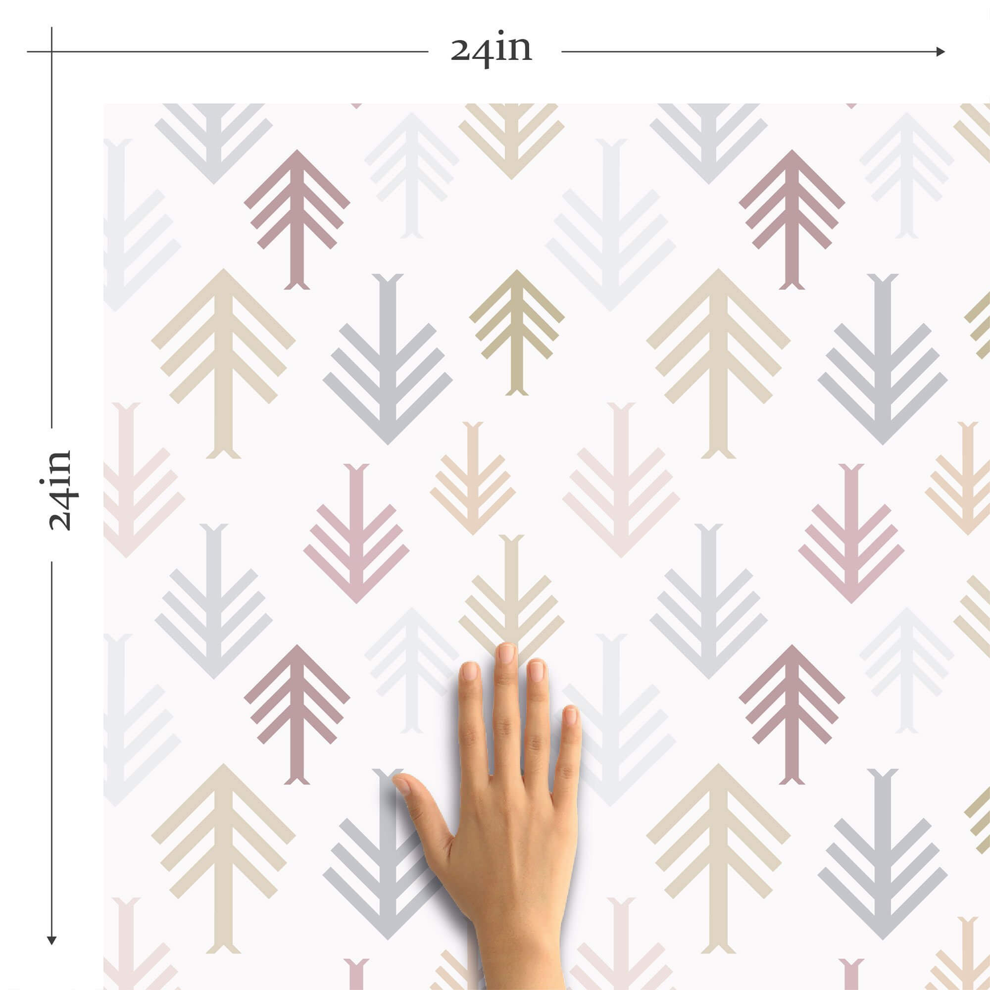 Boho Style Pink and Grey Peel and Stick Removable Wallpaper - Self-Adhesive Decorative Wall Covering for Bedroom, Living Room, Nursery, and Office Decor