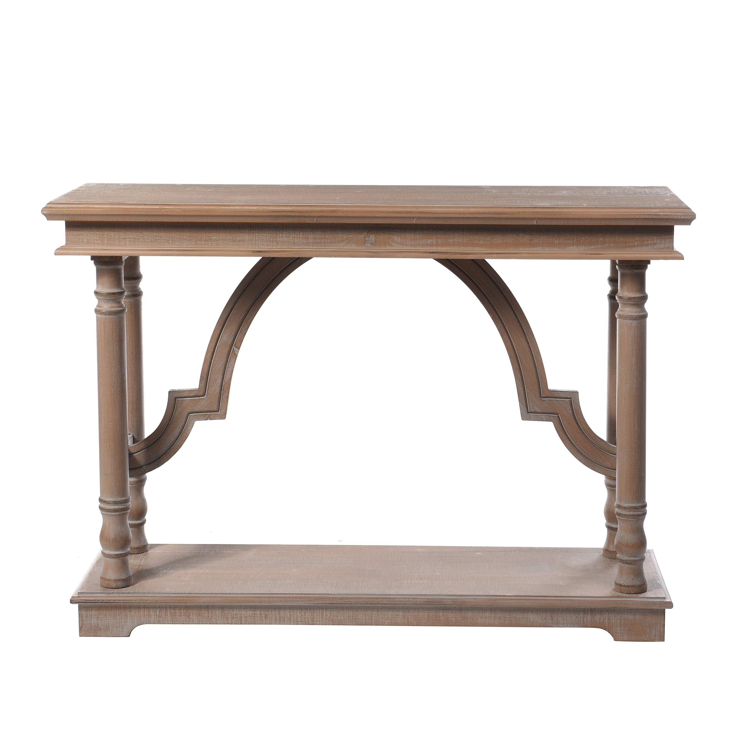 Gray Washed Solid Wood Trestle Console Table with Arch Detail - Rustic Farmhouse Entryway Table for Hallway, Living Room & Foyer Decor