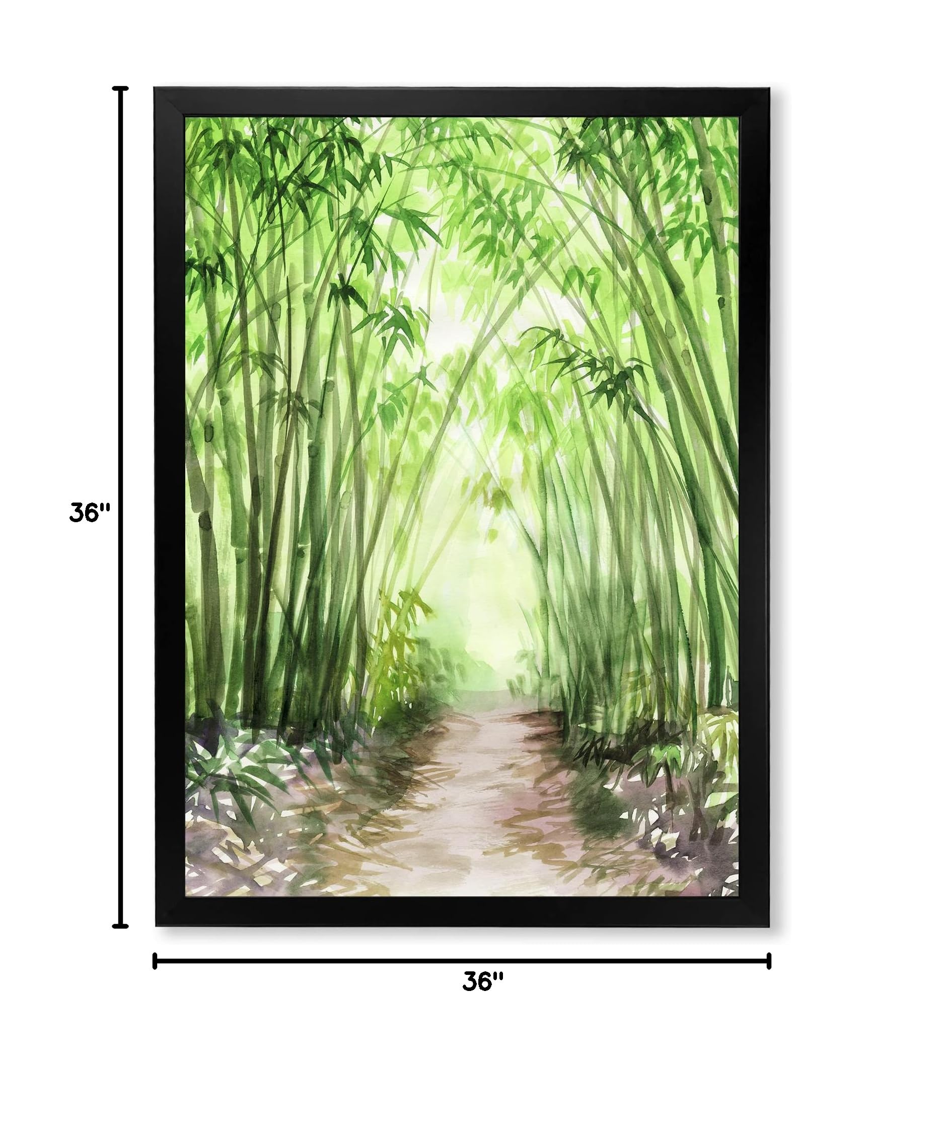 DesignQ Little Road Bamboo Forest Traditional Framed Wall Art - Asian Inspired Home Decor for Living Room, Bedroom & Office - Perfect for Zen Decor & Nature Lovers