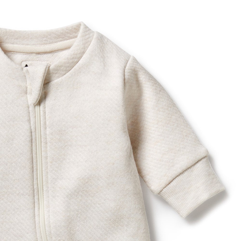 Organic Oatmeal Quilted Baby Growsuit - Soft & Comfortable Infant Sleepwear for Newborns & Toddlers - Perfect for Nursery, Bedtime & Playtime