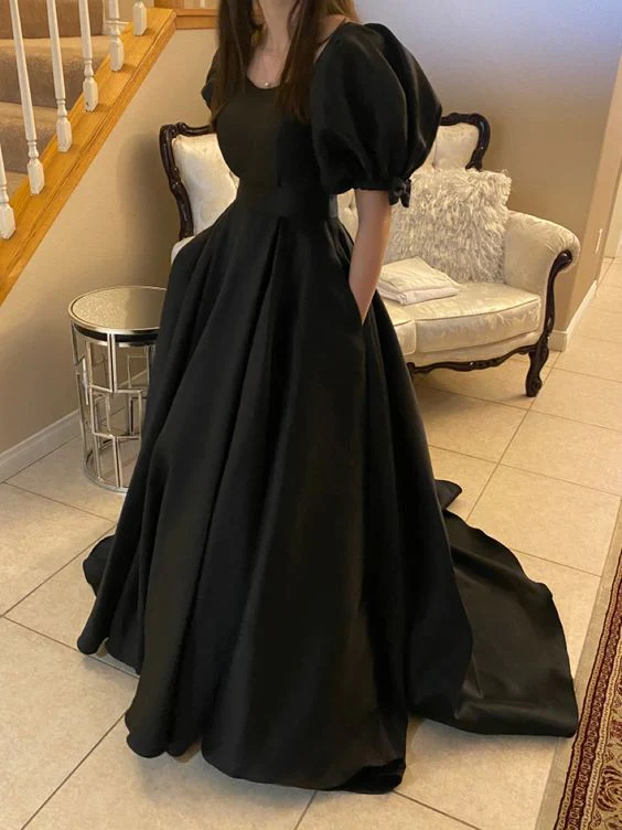 Elegant Black A-Line Formal Gown for Evening Parties | Women's Prom Dress J5423 | Perfect for Weddings, Galas & Special Occasions