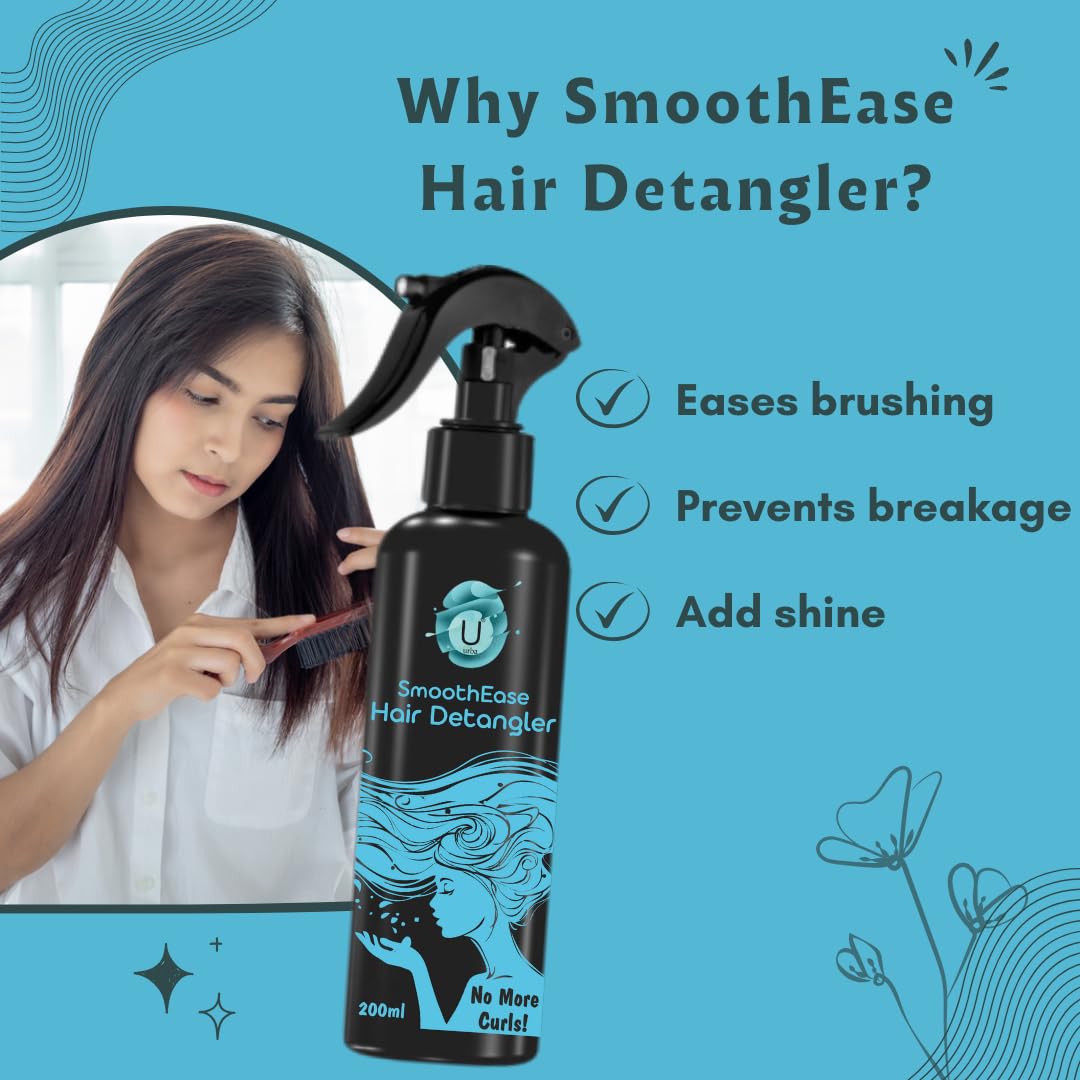 URBA Detangling Hair Mist Spray - 200ml (7.03 Fl Oz) for Soft, Smooth & Tangle-Free Hair - Paraben & Sulfate Free - Perfect for Daily Hair Care & Styling