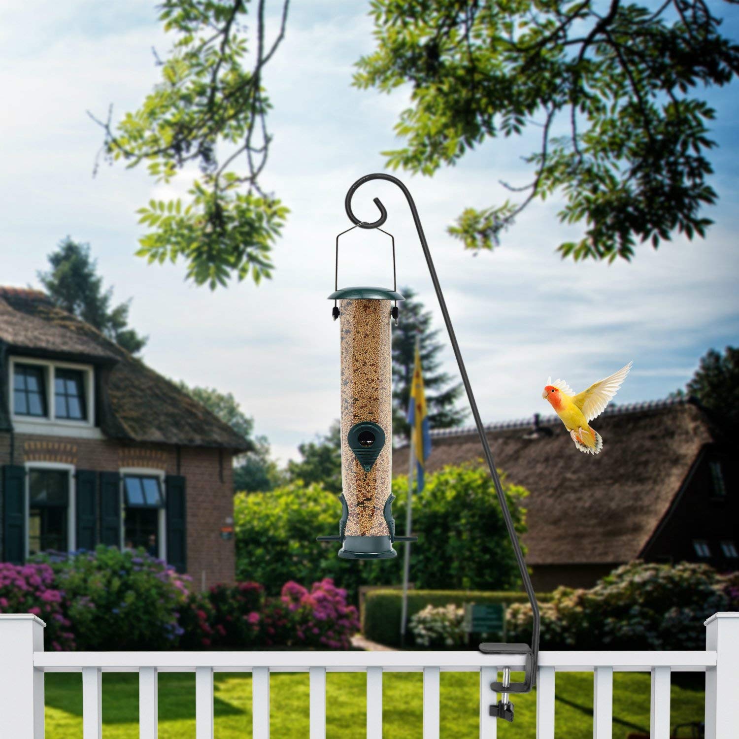 **Ashman Heavy Duty Double Forged Solid Metal Deck Hook - Strong Single Piece Rod for Hanging Bird Feeders, Plant Hangers, Lanterns, Wind Chimes & Outdoor Decor - Perfect for Patio, Garden & Backyard**