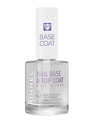 Rimmel London Nail Nurse Base & Top Coat - Strengthening Nail Polish for Healthy Nails - Perfect for Manicures, Pedicures & At-Home Nail Care