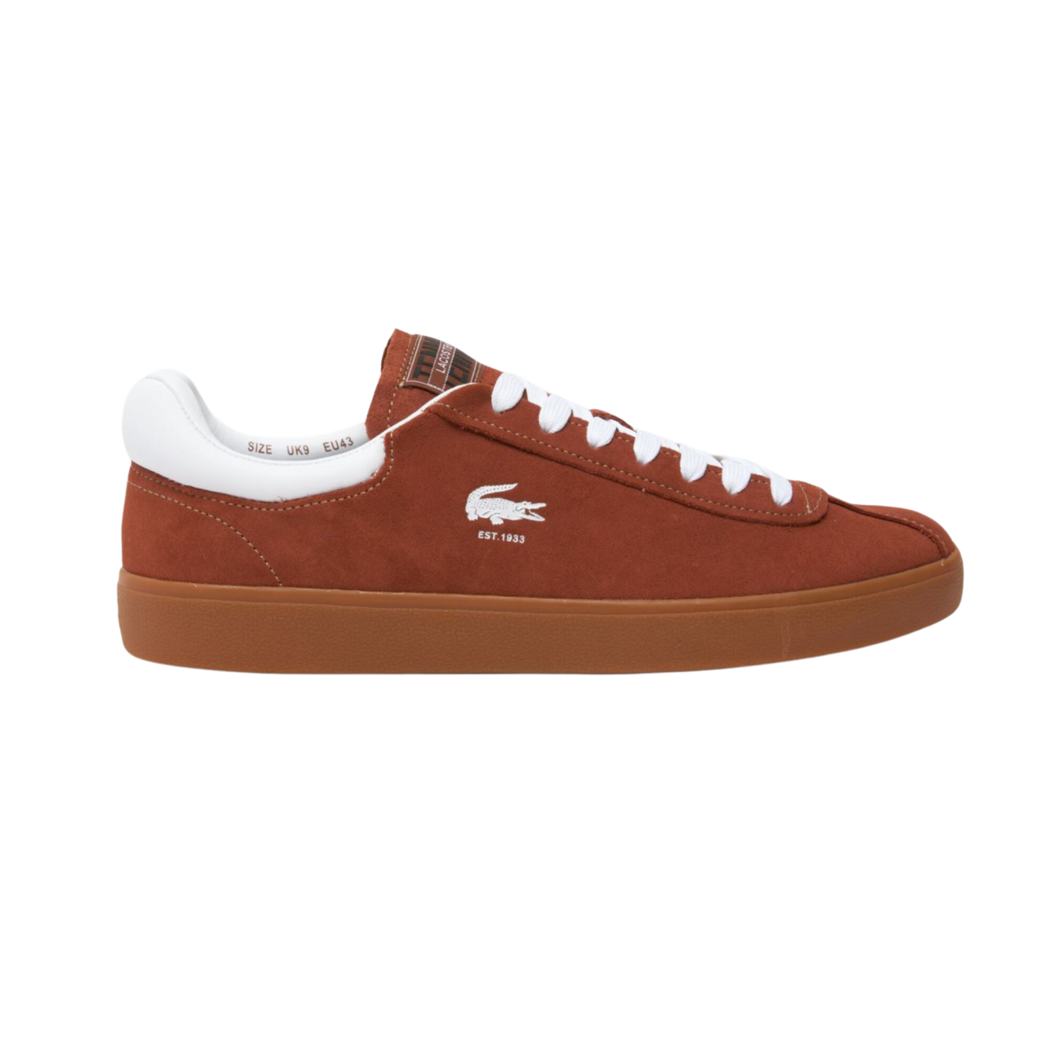 Lacoste Men's Baseshot Sneakers - Brown Gum Sole Casual Shoes for Men | Comfortable Walking & Everyday Wear