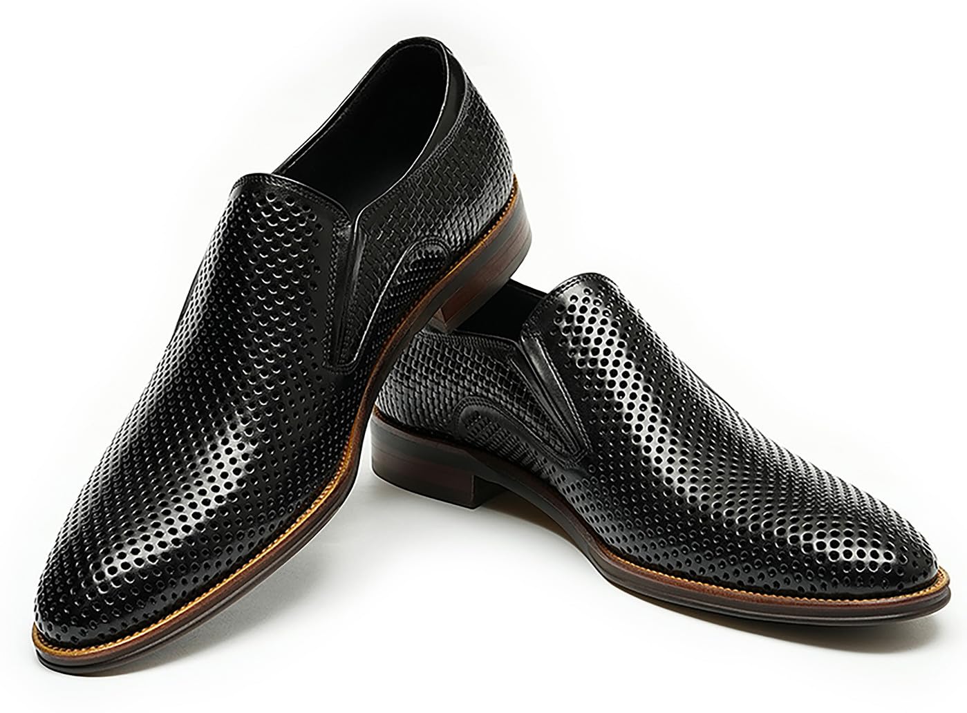 Men's Genuine Leather Penny Loafers - Slip On Dress Casual Shoes for Business & Formal Wear - Comfortable Hollow Design Summer Walking Shoes for Office, Wedding & Daily Outfits