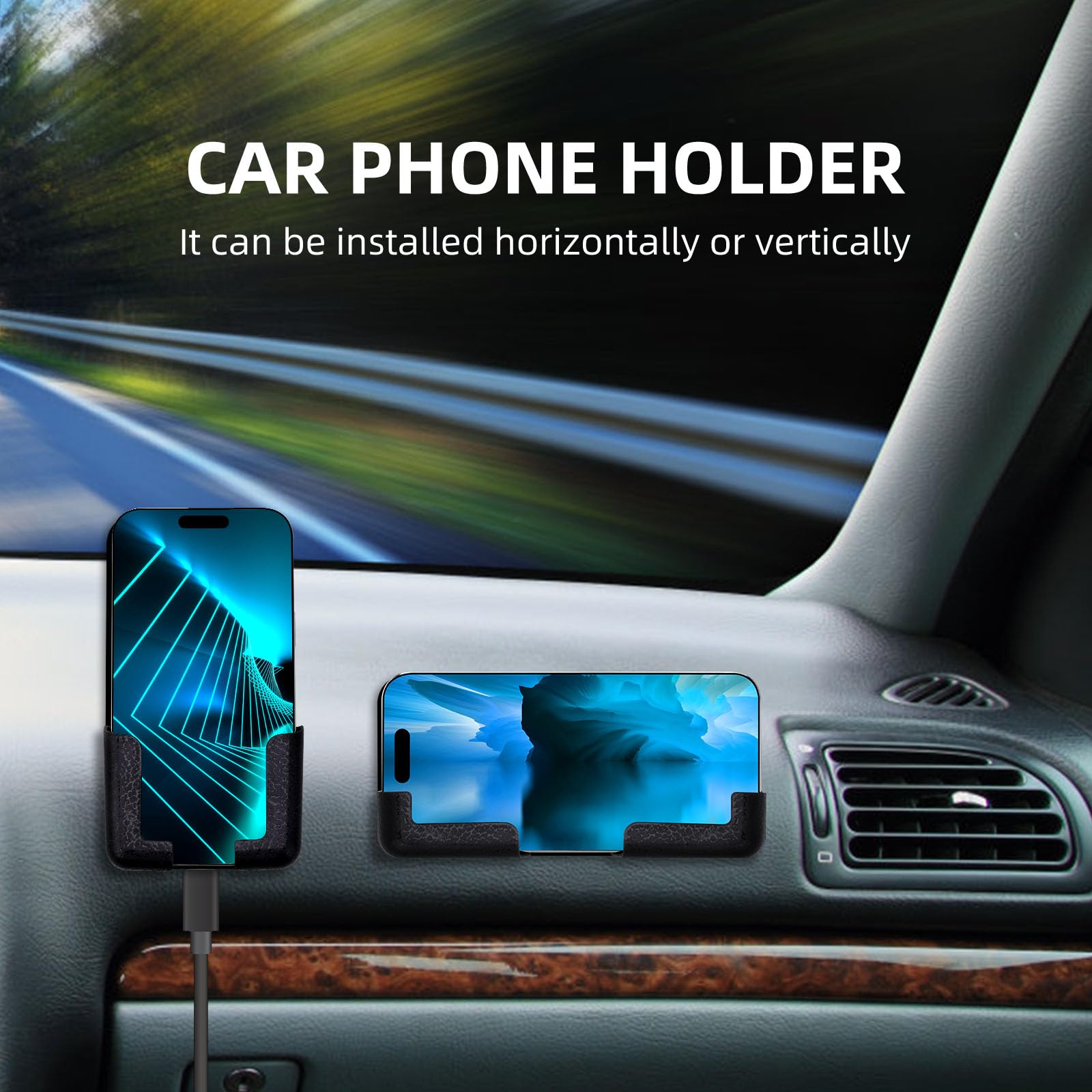Bewudy 2-Pack Car Phone Holder - Adjustable Dashboard & Wall Mount for Home & Back Seat Use