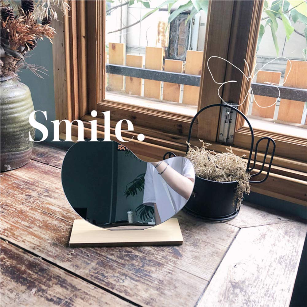 Acrylic Table Makeup Mirror with Wooden Base - 24x15cm Mango-Shaped Vanity Mirror for Bedroom & Desktop Decoration | Perfect for Dressing Table, Home Decor, and Gift Ideas