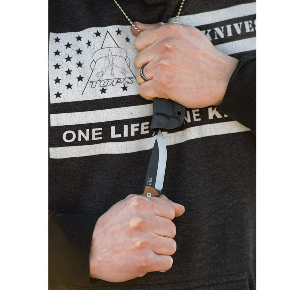 TOPS Knives Mini Scandi 3 Inch Drop Point Fixed Blade Knife - MSK-2.5 | Compact Outdoor Survival Knife for Camping, Hunting, and Bushcraft | Durable Carbon Steel Blade with Ergonomic Handle
