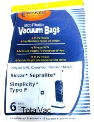 Riccar & Simplicity Vacuum Bags Type F - Premium Replacement Bags for Riccar and Simplicity Vacuums - Perfect for Home Cleaning, Pet Hair Removal, and Allergen Reduction