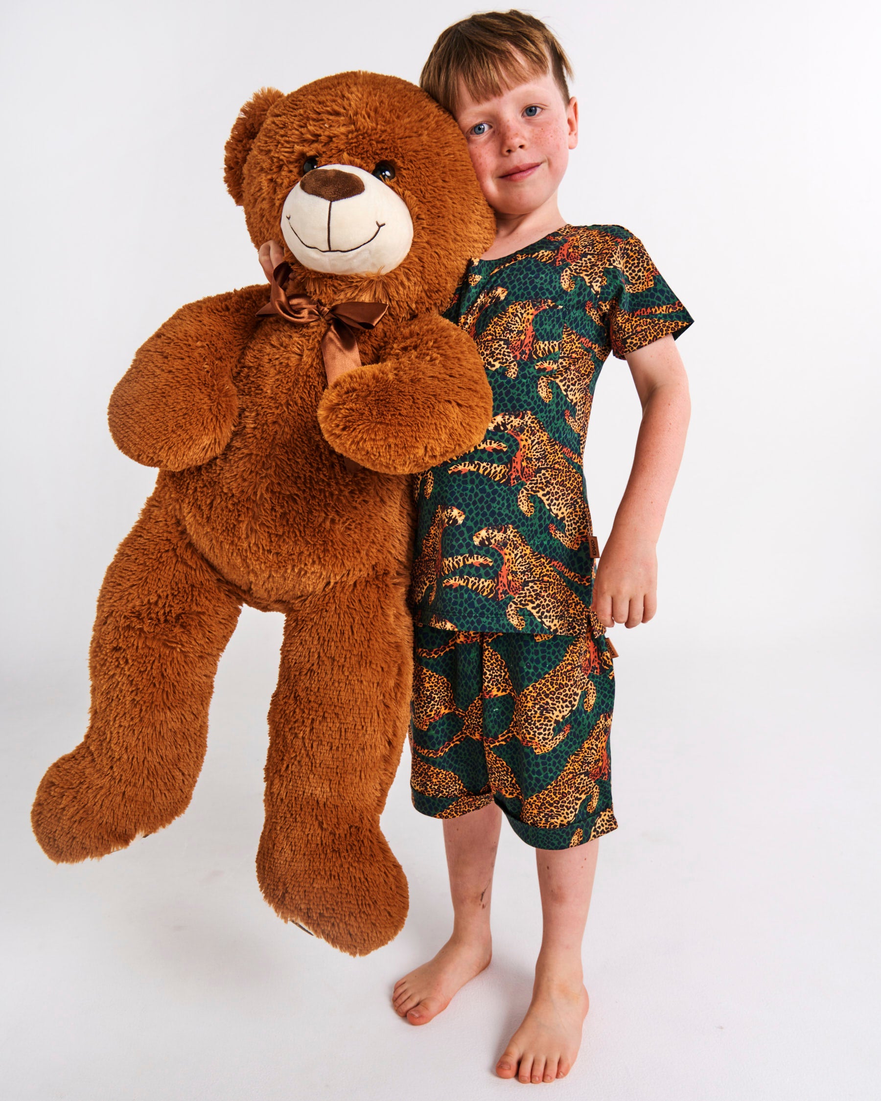 Cheetah Print Organic Cotton Short Sleeve T-Shirt & Shorts Pajama Set for Women - Soft Sleepwear for Summer Nights and Lounge Wear